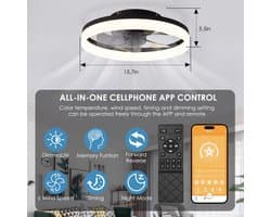Stille Plafondventilator met Afstandsbediening en Dimbaar Licht – Voorjaar, Zomer, Herfst en Winter, 6 Snelheden, 40 cm