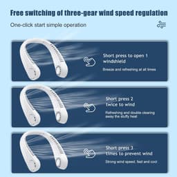 Draagbare Nekventilator met 360° Luchtstroom - Oplaadbare USB Ventilator met 3 Snelheden voor Thuis, Kantoor, Outdoor en Sport — thumbnail 1