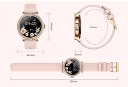 Knobbout 1.32” Scherm Stijlvolle Dames Smartwatch met Diamanten – Bluetooth Bellen, AI Spraakassistent, Gezondheidsmonitoring, IP67 Waterdicht, Sportmodi- Zilver staal band met kristallen + extra siliconen band — thumbnail 5