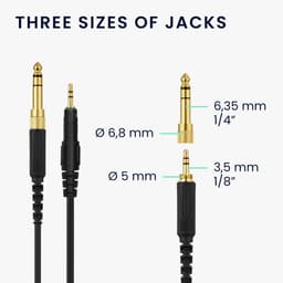 kwmobile vervangende koptelefoonkabel 3,5mm jack - geschikt voor AudioTechnica ATH-M50X / M40X / M60X / M70X - 120 - In zwart — thumbnail 3