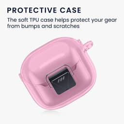 kwmobile Earphones Case for JBL Tune Flex 2 Case - Clear TPU Silicone Earbuds Cover - Pink / Transparent — thumbnail 3