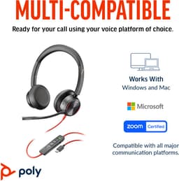 HP Poly Blackwire C8225-M – On-ear headset – Kabel – Stereo – Zwart – Noise Cancelling – Volumeregeling – Microfoon uitscha — thumbnail 2