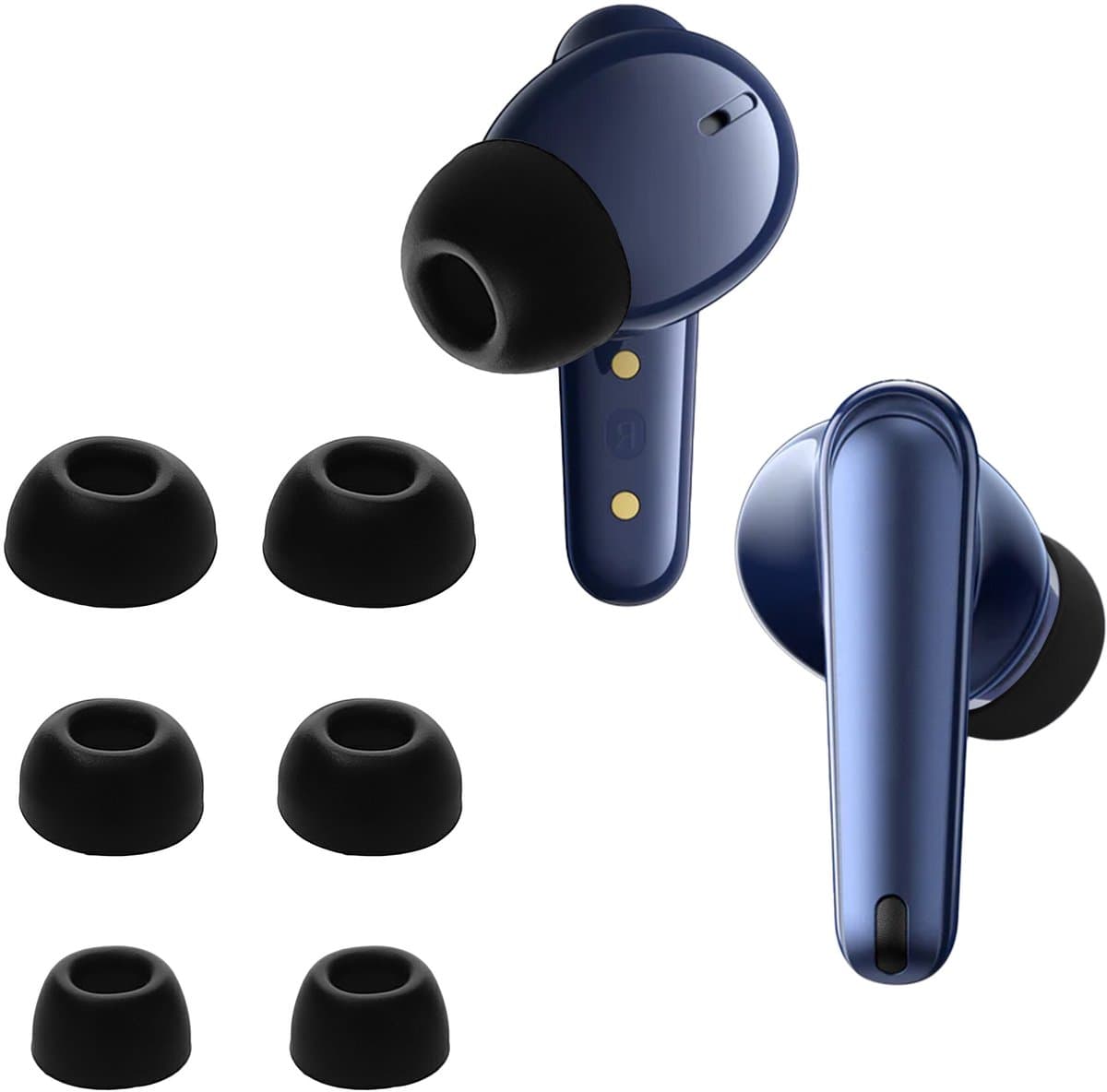 kwmobile 6x cover voor in-ear oortjes geschikt voor Anker Soundcore Liberty 4 NC - Vervangende oordopjes van siliconen in zwart - 3 maten — afbeelding 1
