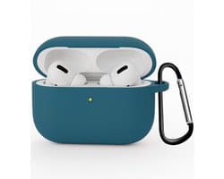 Hoesje Geschikt voor Apple Airpods Pro 3 - Siliconen Hoes met Clip - Silicone Case Cover - Donkerblauw