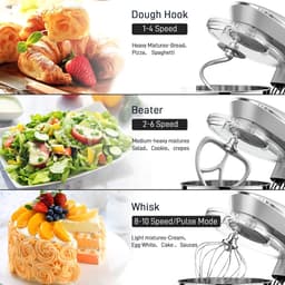 Eten Verwerking Kneedmachine - 1500 W - Verminderde Geluid - 10 Snelheden - 8,5 L RVS Kom — thumbnail 3