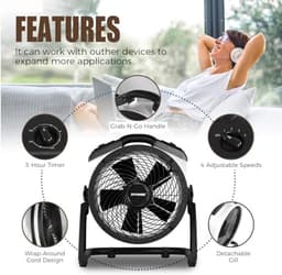 Industrie Hoogwaardige Luchtcirculator voor Hele Ruimtes - Multifuntionele Vloerventilator met Variabele Snelheid — thumbnail 5