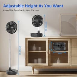 Opvouwbare Oscillerende Staande Ventilator - 10000 mAh Batterij, 8 Inch USB Ventilator voor Buiten, Camping en Reizen — thumbnail 1