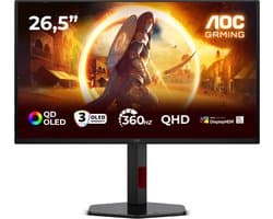 AOC G4 Q27G4SDR - QHD OLED Gaming Monitor - 360hz - HDMI 2.1 - USB-hub - 27 inch