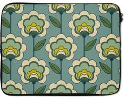 Laptophoes 17 inch - Retro - Design - Jaren 70 - Bloem - Laptop sleeve - Binnenmaat 41x28 cm - Zwarte achterkant