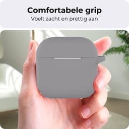 Hoesje - Geschikt voor Apple AirPods 4 - Siliconen Hoes met Clip - Silicone Case Cover - Grijs — thumbnail 4