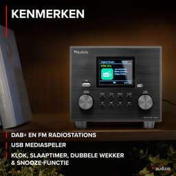 DAB radio - Audizio Vieste - DAB+ radio met subwoofer en Bluetooth - Zwart - Met afstandsbediening — thumbnail 5