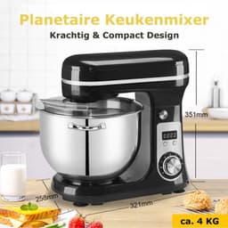 Deegmachine - 6L - Keukenmixer - Kneedmachine - Keukenmachine 4KG RVS - Deegmixer — thumbnail 3