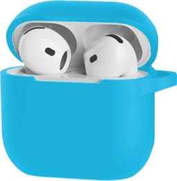 Hoesje Geschikt voor Apple AirPods 4 - Siliconen Hoes met Clip - Silicone Case Cover - Lichtblauw — thumbnail 1