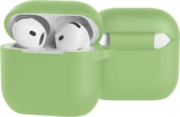 Case - Geschikt voor Apple AirPods 4 - Siliconen Hoes met Clip - Silicone Hoesje Cover - Groen — thumbnail 1