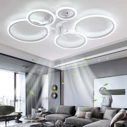 5 Ringen Plafondventilator - Wit - 6 Snelheden - Dimbaar Met Afstandsbediening en APP - Moderne Cirkel Ventilator Licht — thumbnail 1