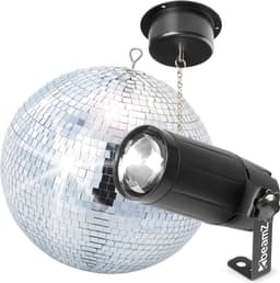 Discobal 30 cm discolamp - BeamZ spiegelbol 30 cm met pinspot en spiegelbol motor — thumbnail 1
