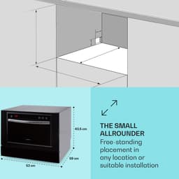 Klarstein Vaatwasser mini- voor 6 couverts, stille UV-vaatwasser, compact met 7 wasprogramma's, kleine tafelvaatwasser voor thuis, kantoor, camping, mini-vaatwasser met wateraansluiting - Vaatwasmachine - 6 Maatgedekken 50 cm 1380W - voor Keuken — thumbnail 5