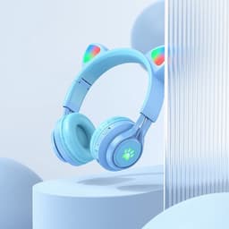 Hoco W39 Kattenoren Draadloze Bluetooth Headset voor kinderen - Blauw — thumbnail 2