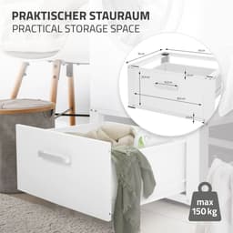 Wasmachine verhoger, Wasmachine Onderstel 63x54x31 cm met lade in wit ML design — thumbnail 5