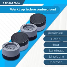 Minismus Wasmachine Verhoger Set van 4 stuks - Zwarte demper Pads - Antislipmatjes - 8,5 CM -Antislip Wasmachine Voeten - Trillingsdempers Wasmachine - Geluidsdemper Wasmachine - Anti Vibratie Wasmachine - Anti Vibratie Pads - Wasdroger Verhoger — thumbnail 2