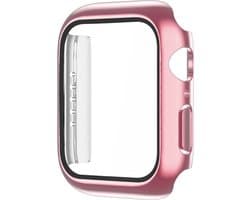 Screenprotector watch case - hoesje - geschikt voor Apple Watch Series 7 en 8 - 45 mm - roze
