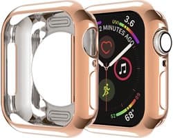 By Qubix - Siliconen case 42mm - Rosé goud - Geschikt voor Apple Watch 42mm (series 1 t/m 3) hoesje - screenprotector - Bescherming iWatch - Bescherm hoesje