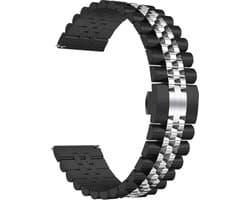 Stalen Smartwatch bandje - Geschikt voor Xiaomi Mi Watch Jubilee stalen band - zwart/zilver - Strap-it Horlogeband / Polsband / Armband