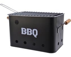 Zwarte houtskool barbecue/bbq emmer 33 x 21 cm rechthoekig - Houtskoolbarbecues