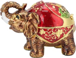 Winddichte Asbak met Deksel Vintage Olifant Sigaretten Asbak voor Buitenshuis Binnen Metalen Rokende Asbak Cadeau voor Mannen Vrouwen(Goud Rood) — thumbnail 1
