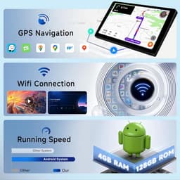 Auto Radio 9 Inch - 4GB RAM + 128GB Opslag - Android 15 met Navigatie - Draadloze Carplay en Android Auto - ShopVlot — thumbnail 3