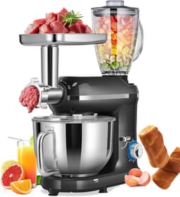 Keukenmachine - Mixer Blender - Bakken en Koken - 3-in-1 Multifunctioneel - 7 Liter Kom - Zwart — thumbnail 1