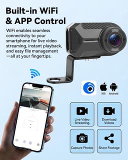 SIXWIN 1080P Dashcam motorfiets, wifi & app motorcamera met kleurennachtzicht, lusopname, afstandsbediening van - ShopVlot — thumbnail 3