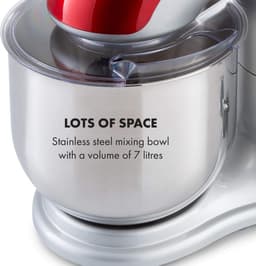 Keukenmachine Mixer - Foodprocessor Kom - Bakken Deeg Maken - Planetair Roersysteem - 7 Liter Kom - Zilver — thumbnail 3