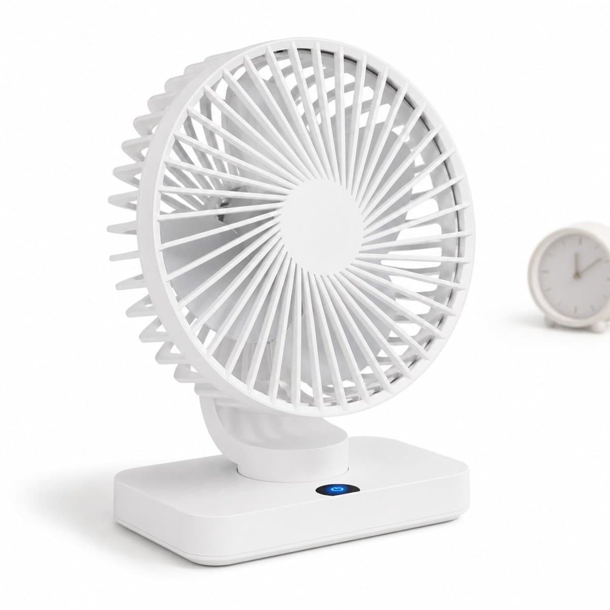 VHV-Bureauventilator met LED-Display - Oplaadbare Ventilator met 5 Snelheden - Oscillerende Tafelventilator - Stille Ventilator voor Thuis en Kantoor - Ijs-wit — afbeelding 1