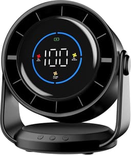 Deze krachtige maar stille ventilator heeft 100 snelheidsinstellingen, is een tafelventilator met een 105° draaibare kop, USB-opladen en een draagbaar ontwerp, geschikt voor kantoren, huizen, slaapkamers, auto's en andere locaties. — thumbnail 1