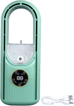 Bladloze Ventilator - Vernevelaar Koeler - Thuis Kantoor - 6 Snelheden Instelbaar - 100 Ml Tank - Groen — thumbnail 4