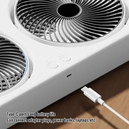 Draagbare Ventilator - Bureau Ventilator - Persoonlijke Koeling - Dubbele Roterende Koppen - 415 cm Lengte - Wit — thumbnail 1