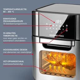 Hetelucht friteuse - Multicooker Oven - Vetarm Koken - XXL Capaciteit - 12 Liter - Zilver — thumbnail 3