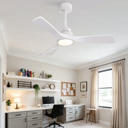 Re-purelife® Koel Zomer Collectie Plafondventilator met Verlichting 106×106×34,3 cm - Wit - Massief Houten 3-Blads Propeller - Stille Omkeerbare Gelijkstroommotor - 6 Snelheden - Afstandsbediening - 3 Lichtkleuren Dimbaar - voor winter en zomer — thumbnail 5