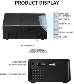 Sxhlseller Projector, 1080P Full HD Draagbare Filmprojector met Ingebouwde Luidspreker en Koelventilator, Handmatige - ShopVlot — thumbnail 4