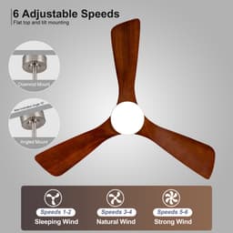 FloraGrace Ventilator – 42 Inch Met Verlichting En Afstandsbediening – Metaal En Hout – Nikkel – Voor Woonkamer En Terras – Omkeerbare DC Motor — thumbnail 3
