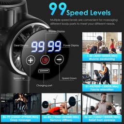 SnelShoppen - Spiermassagepistool met 99 Snelheden, 8 Massagekoppen, LCD-Touchscreen, 29900 omw/min, Draagbaar Design, Stil en Ergonomisch, Perfect vo — thumbnail 2
