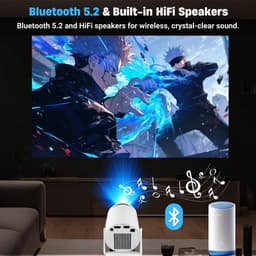 SnelShoppen - Portable Mini Projector Android 11, 4K & 1080p Full HD, WiFi 6, Bluetooth 5.2, Car Keystone, 180° Rotatie, 160 ANSI Lumens, Tot 200" Bee — thumbnail 5