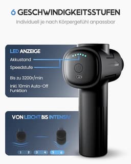 SnelShoppen - Massage Gun met 6 Massagekoppen en 3200 RPM | Spier Massagepistool met USB-C Aansluiting | Intensieve Spiermassage voor Sportherstel (Gr — thumbnail 2