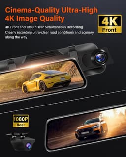 Thijox - 4K Mirror Dashcam Achteruitkijkspiegel Camera met 10" IPS Touchscreen, 64G SD-kaart, 170° Groothoek, WDR, Loop Recording en G-Sensor voor Aut — thumbnail 4