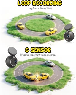 Thijox - Dashcam 2K met Spraakbesturing, Mini-Kogelfrontcamera, 360° Draaibare Houder, 32 GB SD-kaart, Wifi & App, G-sensor, NightEagle Engine, 24-uur — thumbnail 4