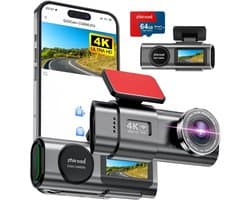 Dashcam voor auto - Zwart - 1,47 inch scherm - 4K Ultra HD met WiFi en 170° Groothoeklens - Voor optimale veiligheid onderweg