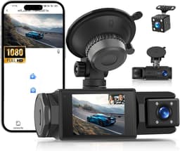 Auto Dashcam - Zwart - 3-kanaals - 1080P Video-opnamen met Nachtzicht - Voor Auto's — thumbnail 1