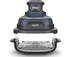 Ninja CRISPi 4-in-1 compact glazen kooksysteem - Airfryer, Roast, Recrisp, Keep Warm - Inclusief twee glazen schalen van 3.8L en 1.4L en bijpassende deksels - 2 Crisper-Plates - Blauw - FN101EUGY