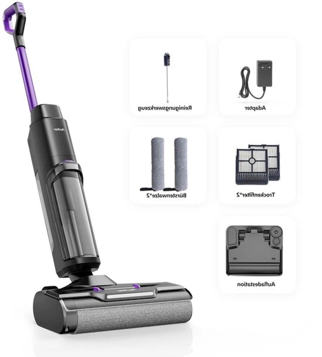 Draadloze Nat & Droog Stofzuiger – 3-In-1 Schoonmaakmachine – Stofzuiger Mop Reiniger – Zelfreinigend Systeem – 45 Min Batterijduur – Rand- En Hoekreiniging — afbeelding 1